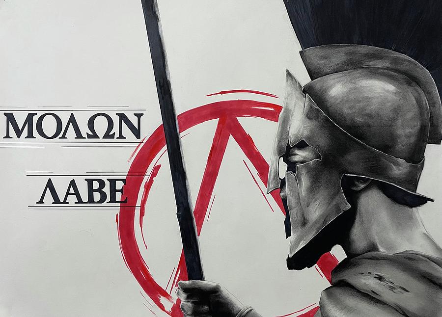 300 Drawing - Molon Labe by Kate Mazzone