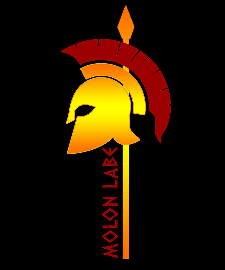 Molon Labe Spartan Helmet Warrior Spear Digital Art by Jacob Zelazny