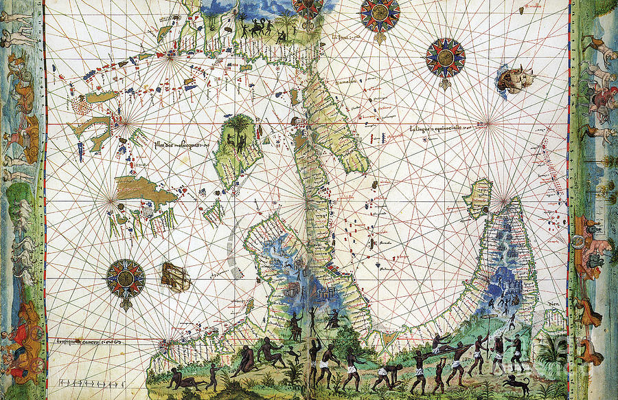 Moluccas Map, c1547 Drawing by Granger