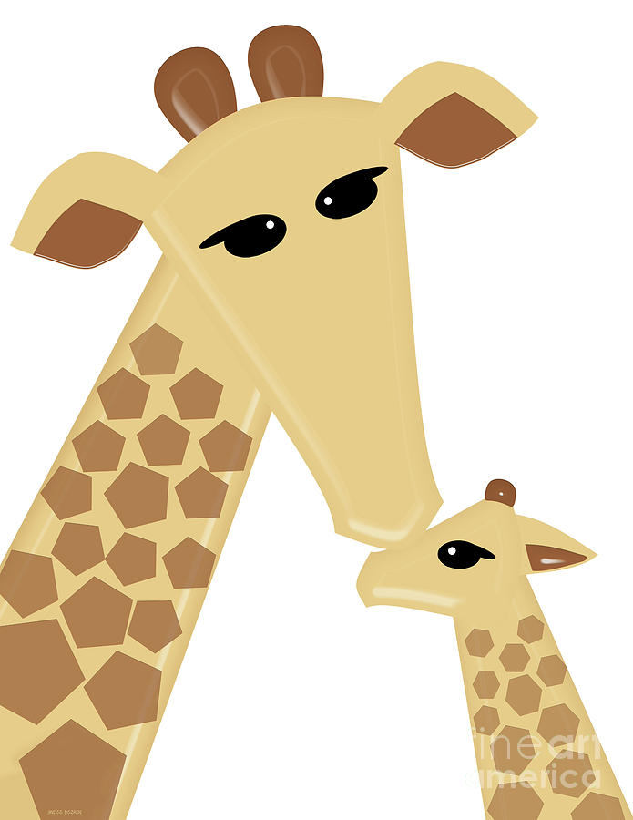 Mom and Baby Digital Giraffes Digital Art by Andee Design