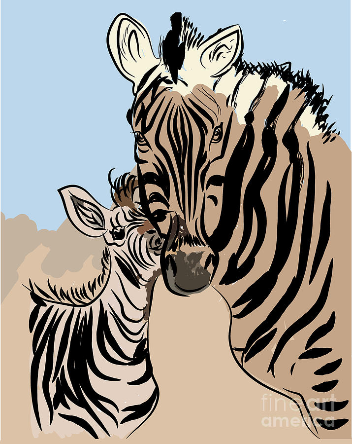 Mom And Baby Zebra Painting Painting by Kartick Dutta - Fine Art America