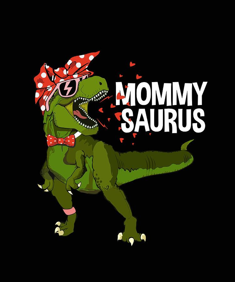 Mom Dinosaur Rex Red Bandana Cute Mommysaurus Painting by Rogers Hollie ...