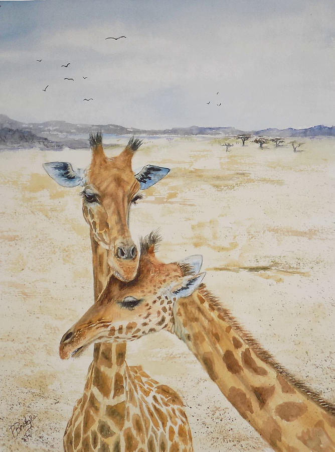 Momma And Baby Giraffe Painting By Paula Bridges Fine Art America   Momma And Baby Giraffe Paula Bridges 