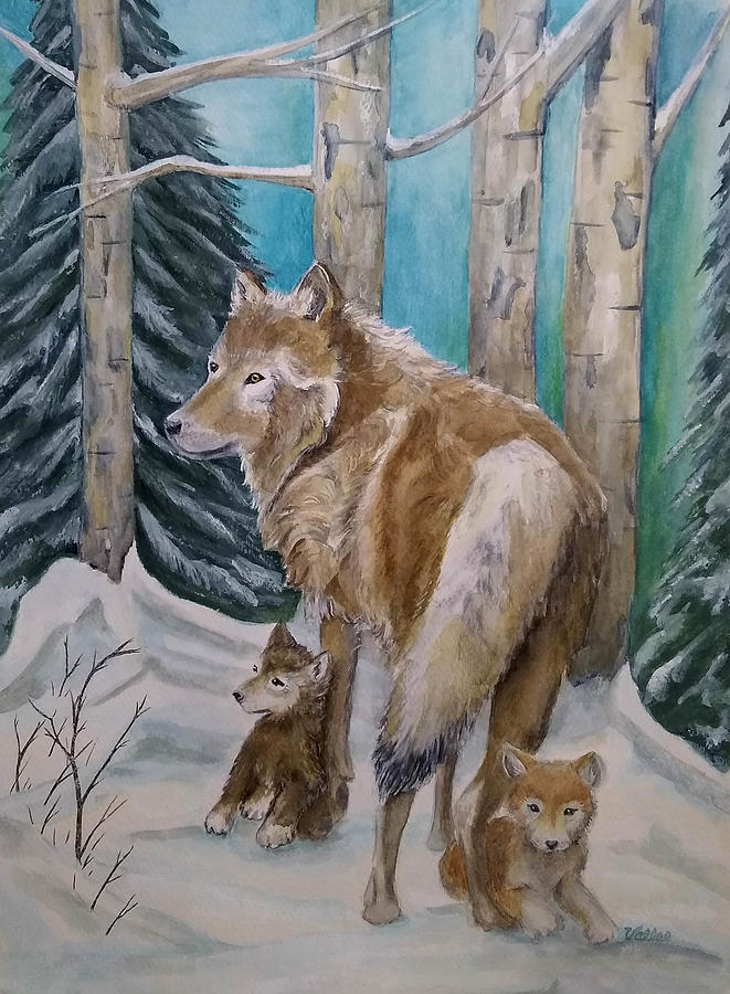 Momma Wolf Painting by Vallee Johnson