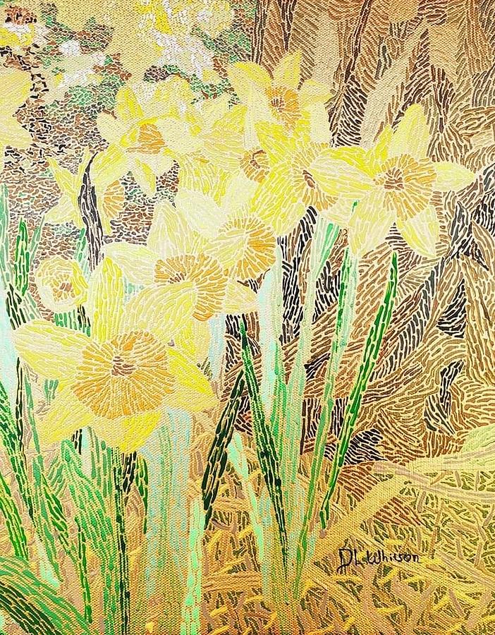 Moms Daffodils Painting by Darren Whitson