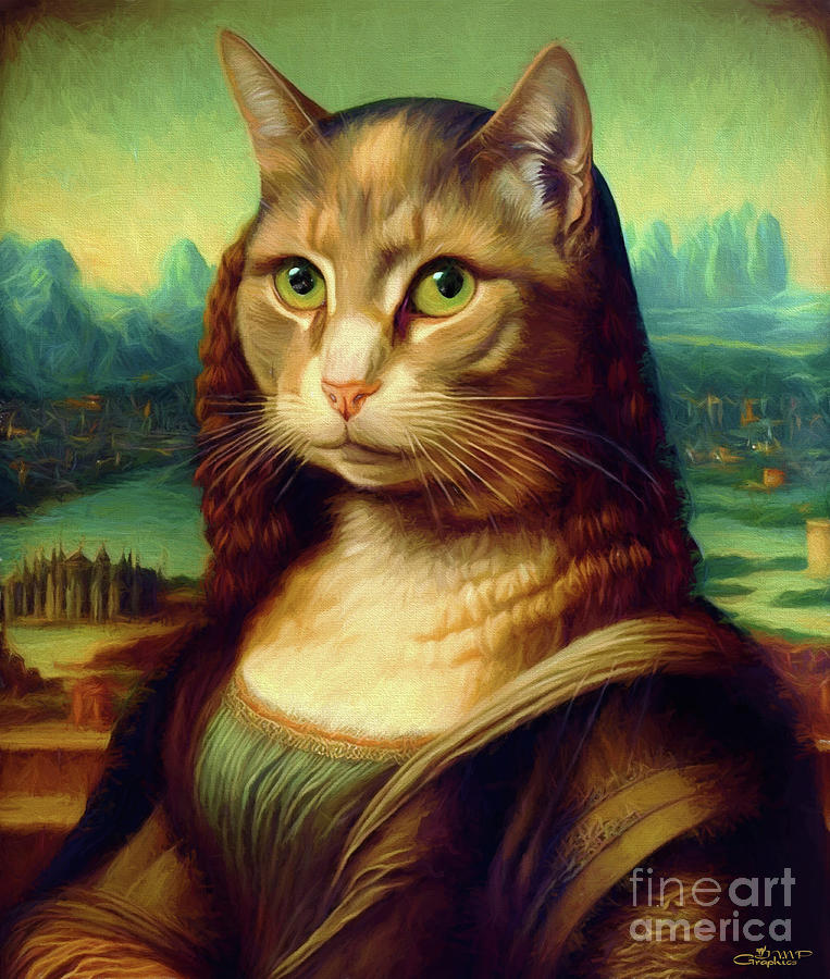Mona Cat Digital Art by Jutta Maria Pusl