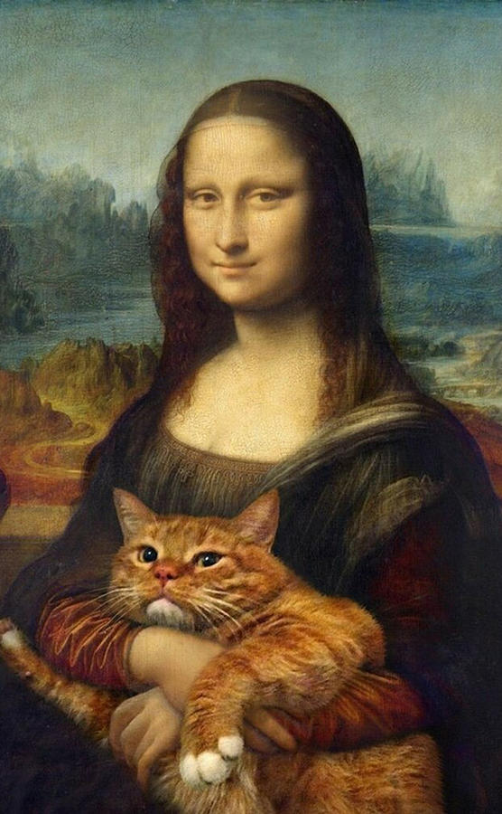 Mona Lisa and Chubby Cat Digital Art by Kevin Sipple - Fine Art America