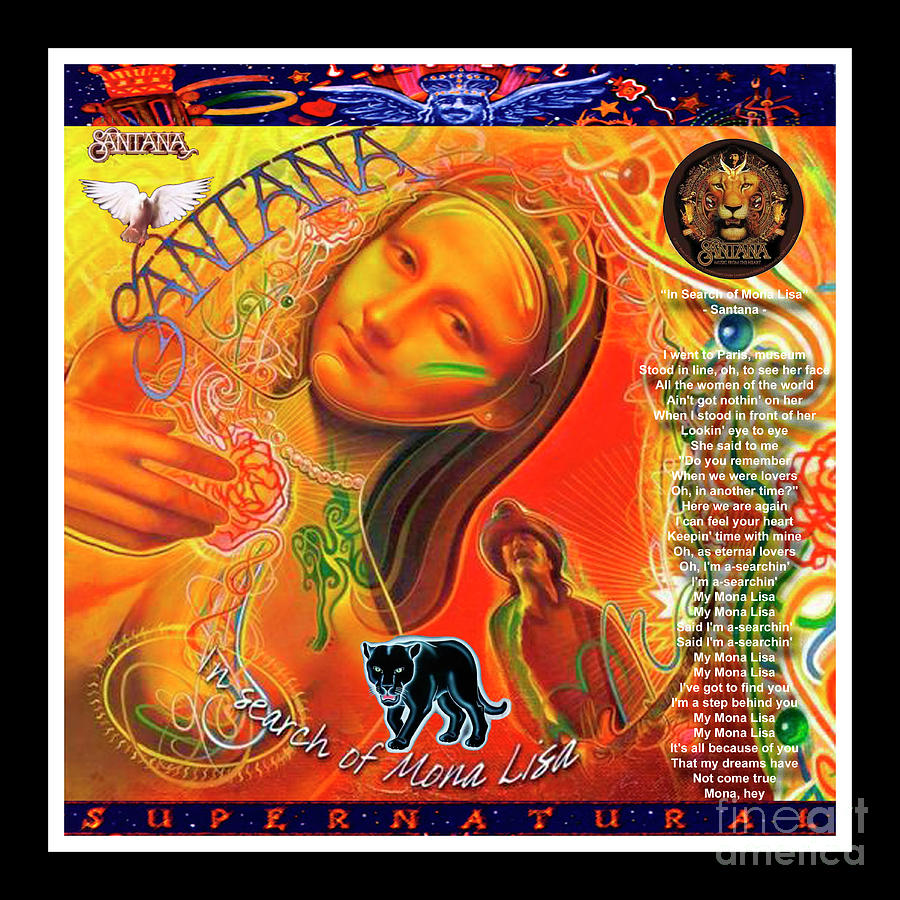 Mona Lisa and Santana - Mixed Media Record Album Cover Pop Art Collage Print Mixed Media by Steven Shaver
