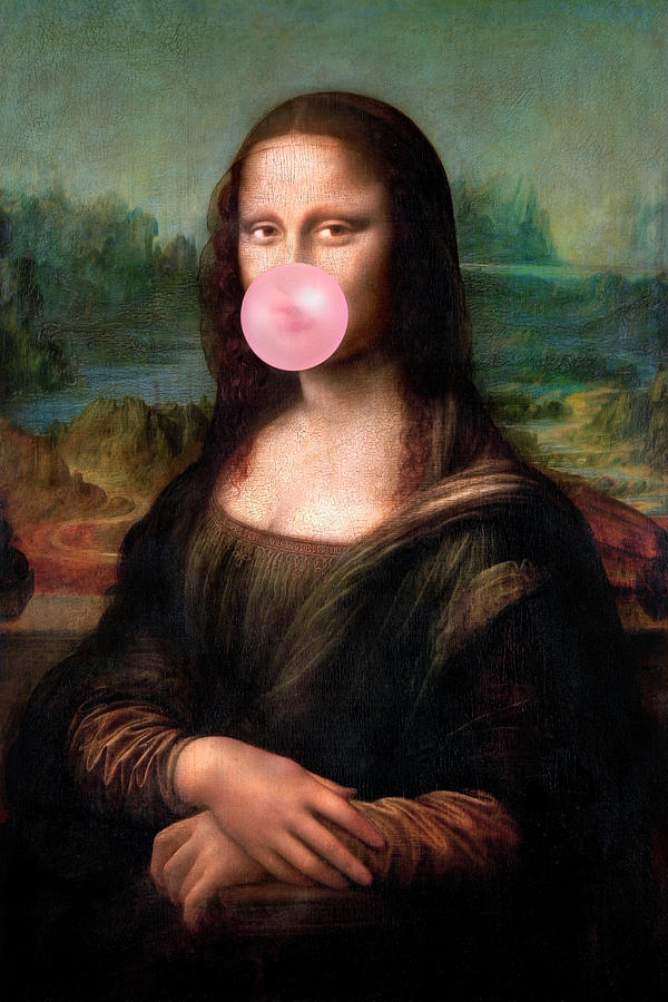 mona lisa blowing bubble gum shirt