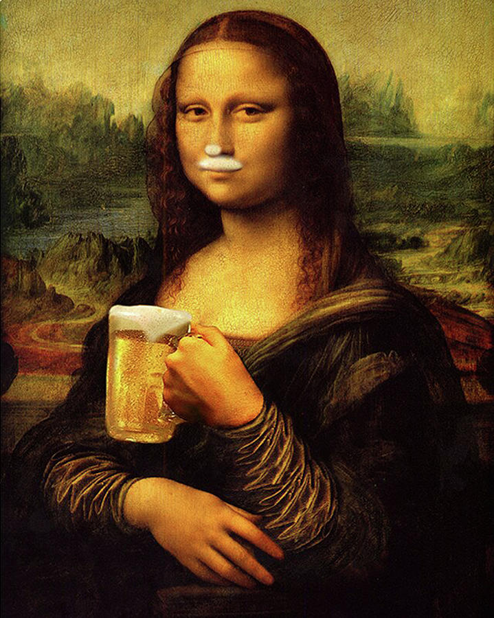 Mona Lisa drinking beer Digital Art by Rachel Palmer | Pixels