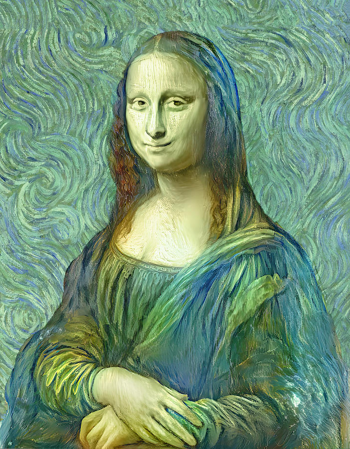 Mona Lisa in the style of the Van Gogh self-portrait - digital recreation Digital Art by Nicko Prints