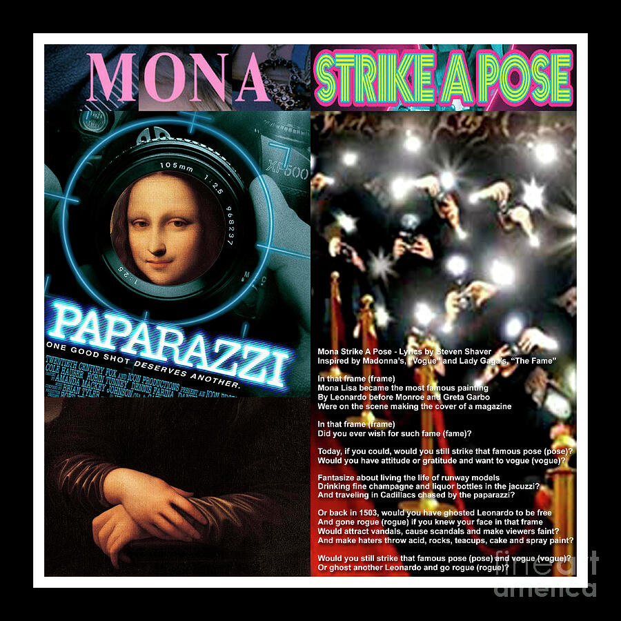 Mona Lisa Strike A Pose - Mixed Media Record Album Covers Pop Art Collage Print Mixed Media by Steven Shaver