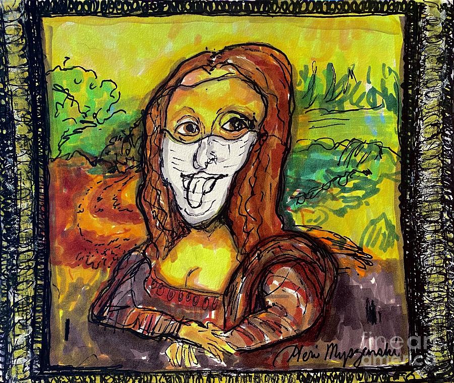 Mona Lisa Wearing A Face Mask Mixed Media