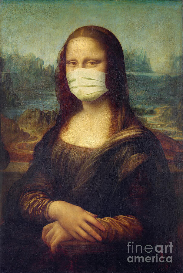 Mona Lisa Painting - Mona Lisa wearing a mask by Delphimages Photo Creations