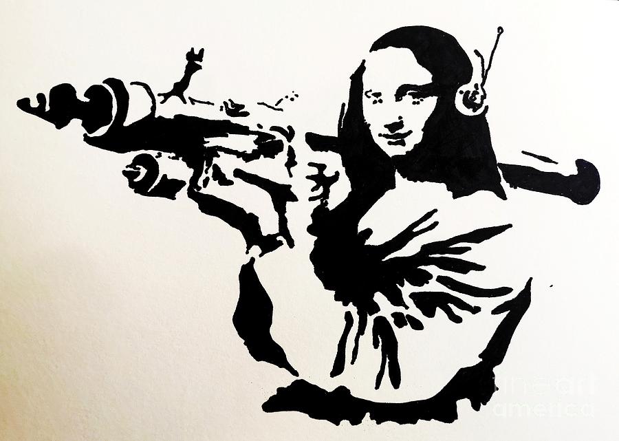 Mona Lisa with Bazooka Mixed Media by Zahra Majid - Fine Art America