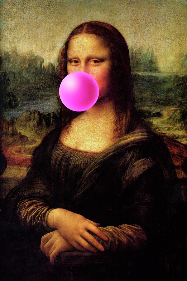 Mona Lisa With Pink Bubble Gum Digital Art By Maarten Knops Fine Art