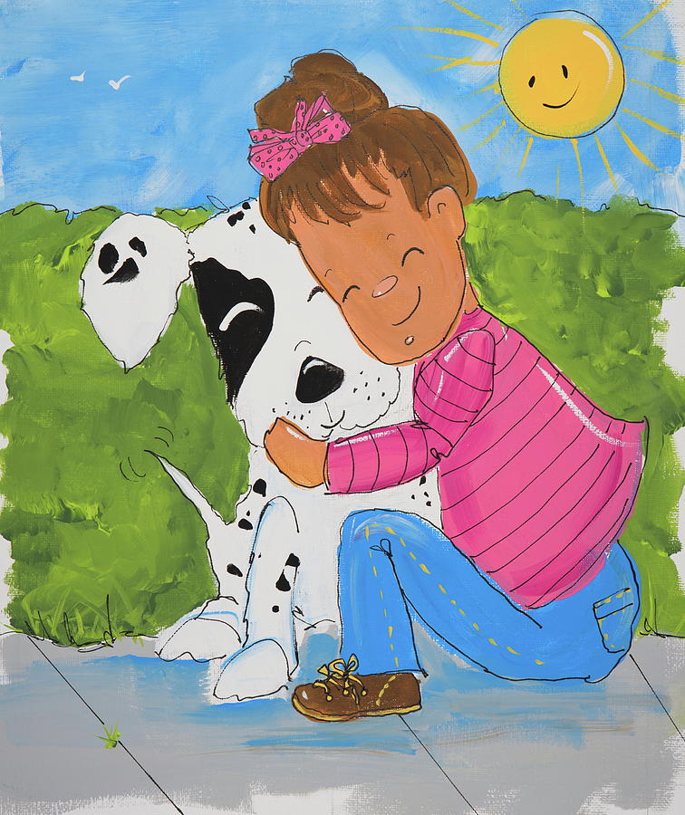 Mona Meets a Pup Painting by Terri Einer