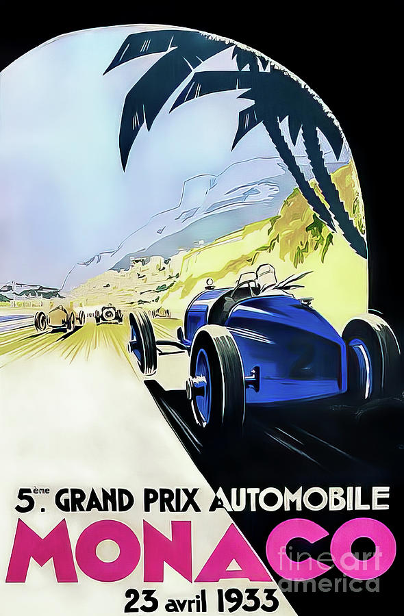 Monaco 1933 Grand Prix Drawing by M G Whittingham