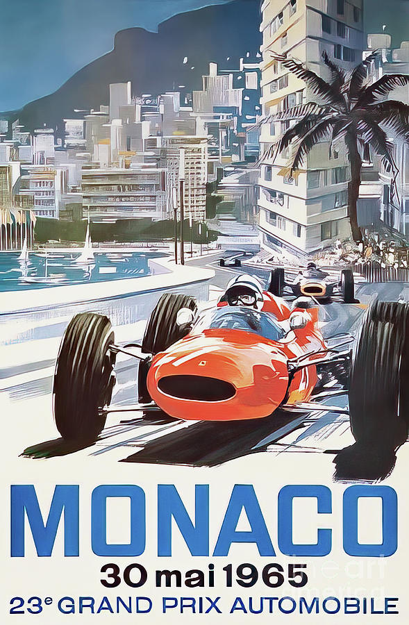 Monaco 1965 Grand Prix Drawing by M G Whittingham