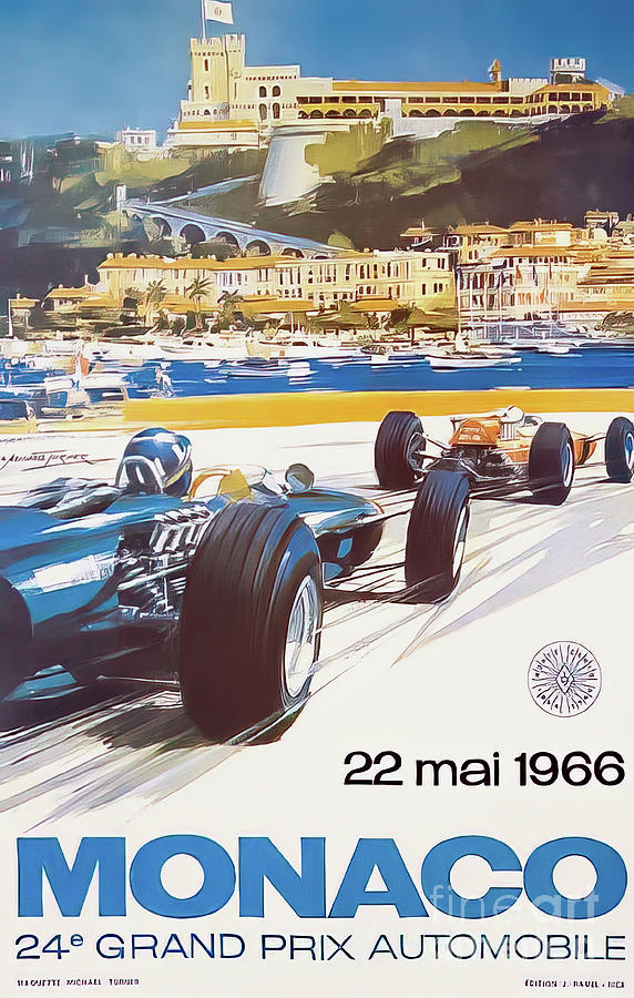 Monaco 1966 Grand Prix Drawing by M G Whittingham