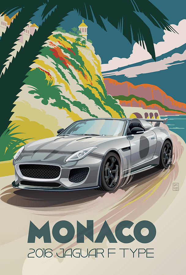 Monaco 2016 Jaguar F-Type Digital Art by Garth Glazier