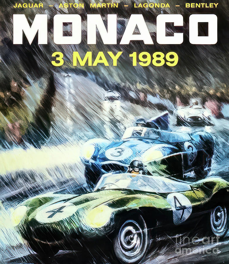 Monaco Fine Car Auction Poster 1989 Drawing by M G Whittingham