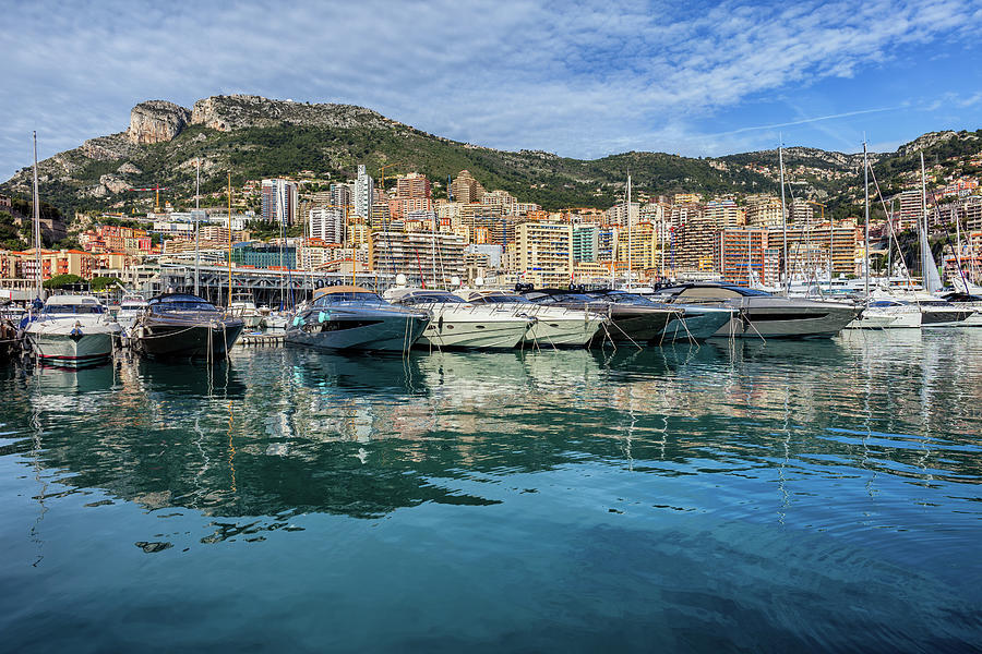 Monaco Principality Yacht Harbour And City Skyline Photograph by Artur Bogacki