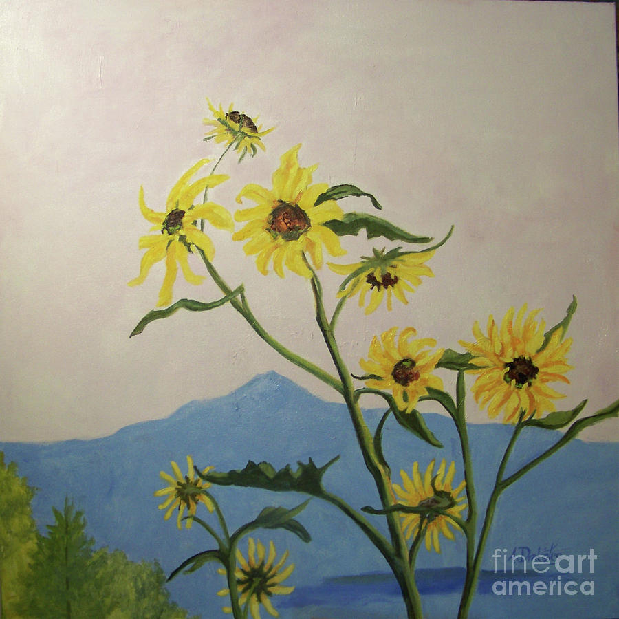 Monadnock Sunflowers Painting by Alicia Drakiotes - Pixels