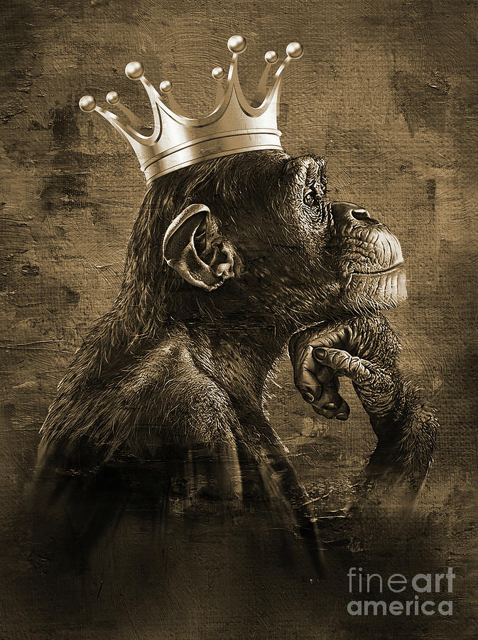 Monakey king in sepia  Painting by Gull G