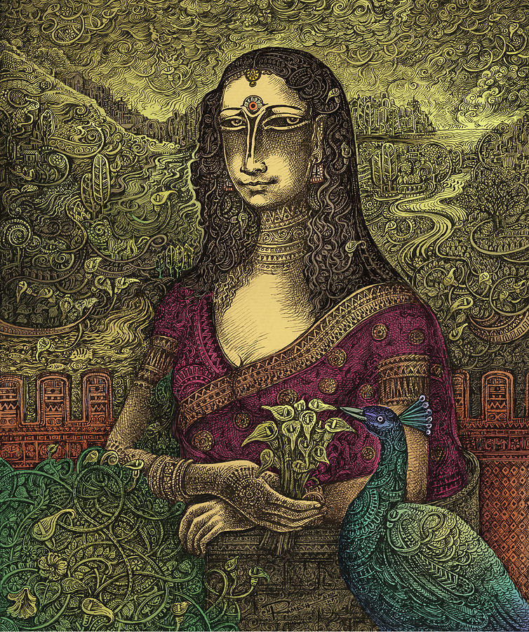 Monalisa Digital Art - Monalisa Indianised by Ramesh Nair