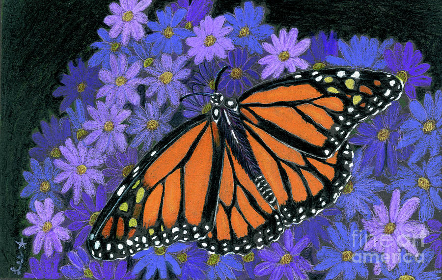 Monarch And Asters Painting by Dorothy Lee