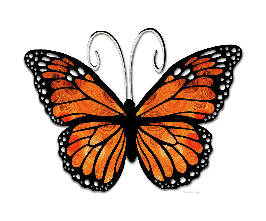Monarch Butterfly Art On White Painting by Sharon Cummings