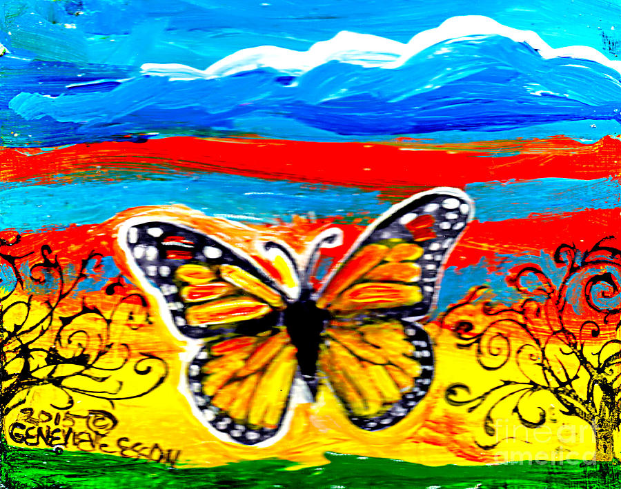 Monarch Butterfly At Sunset Painting by Genevieve Esson