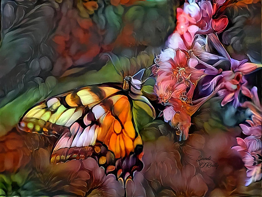 Monarch Butterfly On Milkweed Plant Digital Painting Photograph by Sandi OReilly