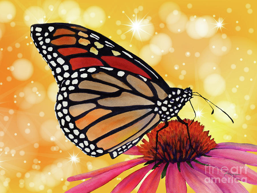 Monarch Butterfly On Yellow Painting