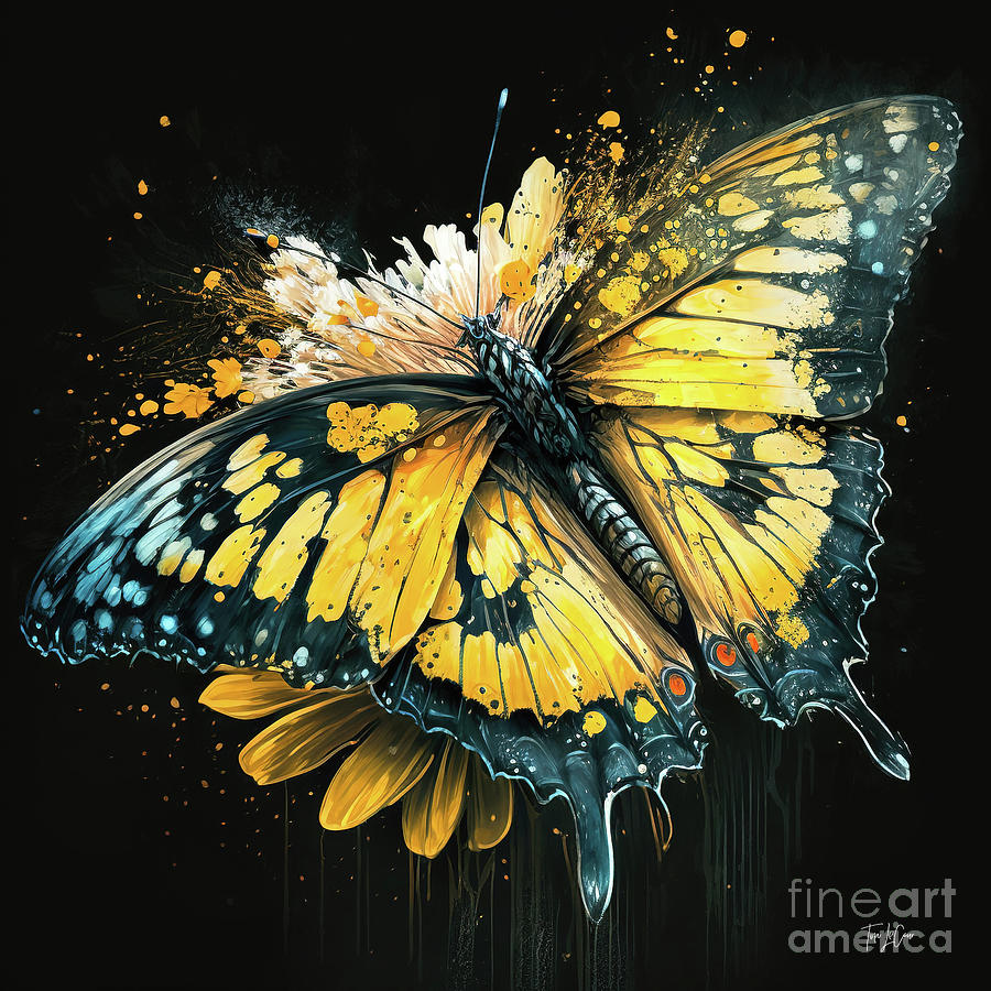 Monarch Daisy Explosion Painting by Tina LeCour