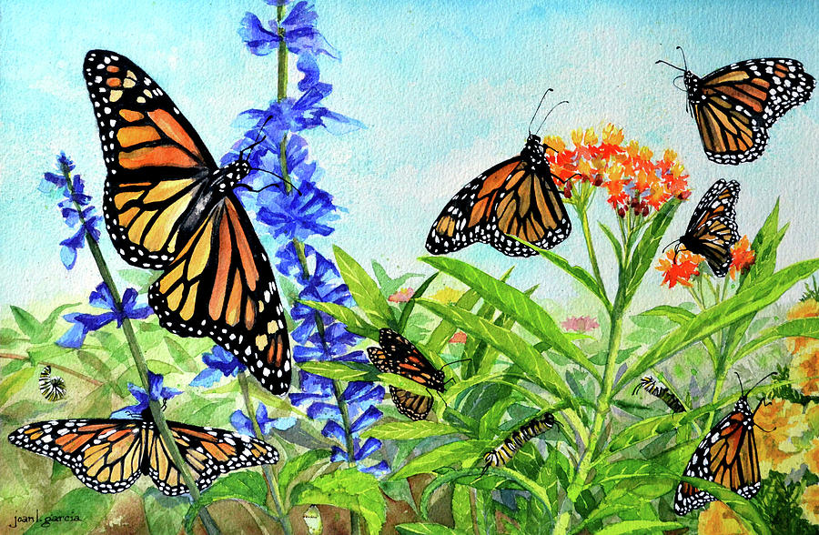 Monarch Garden Painting by Joan Garcia