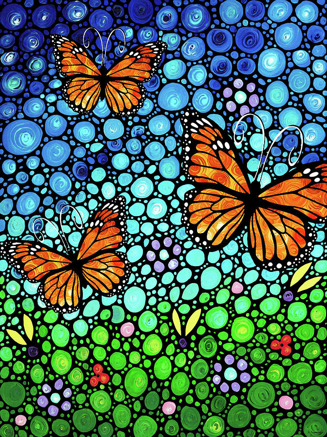 Monarch Maidens Butterfly Garden Art Painting by Sharon Cummings