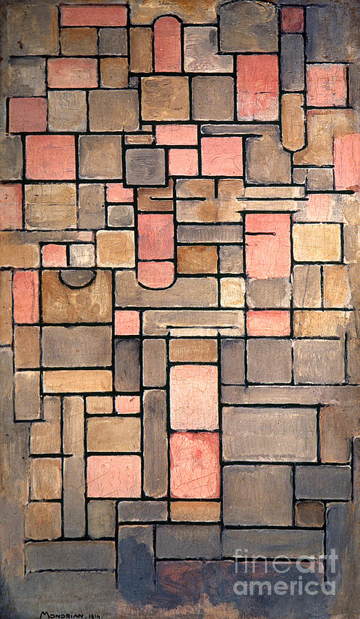 Mondrian Composition, 1914.  Painting by Piet Mondrian