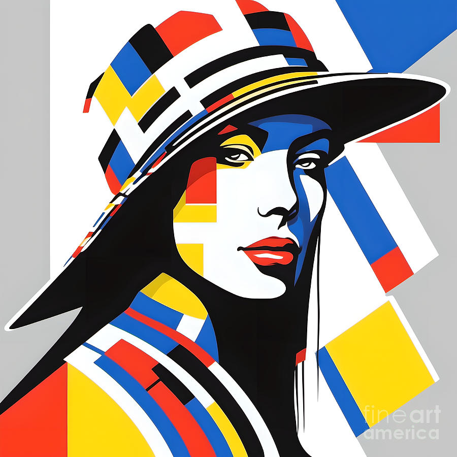Mondrian Influenced Portrait - 02598 Digital Art by Philip Preston