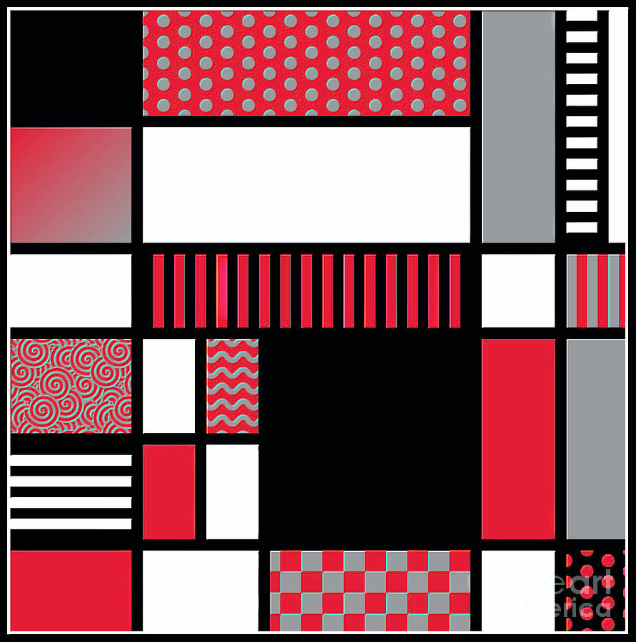 Abstract Digital Art - Mondrian Inspired Tile I by C Branch