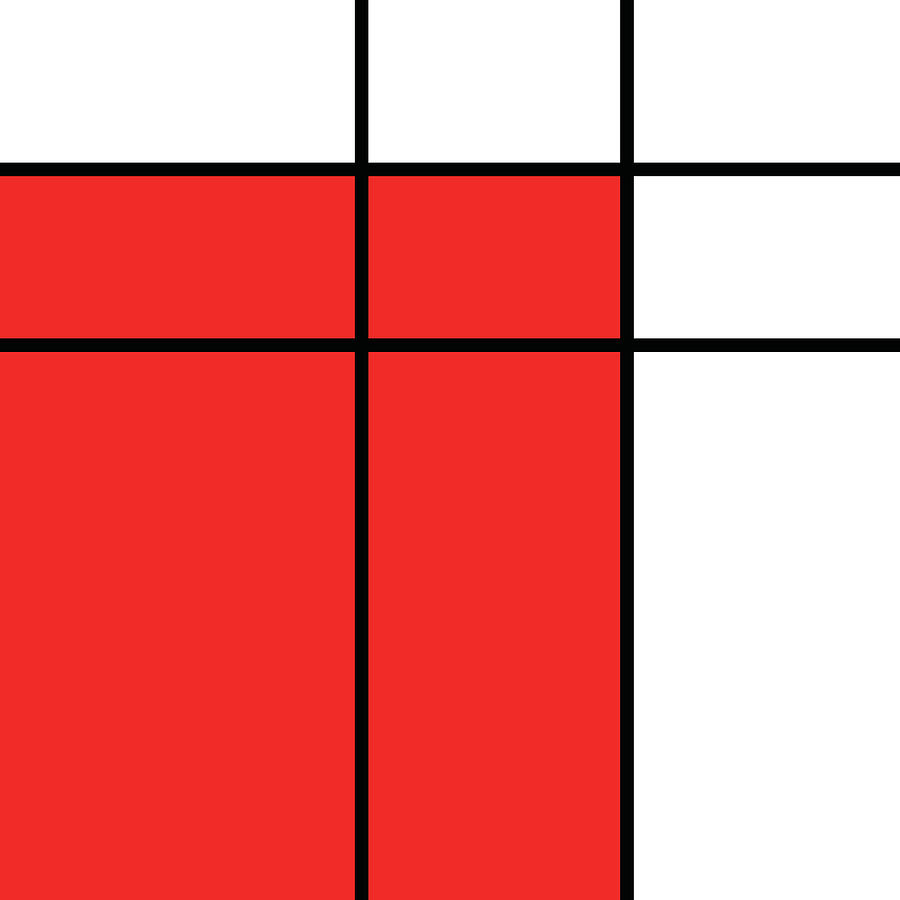 Mondrian Pattern 1 - Minimal Colorful Geometric Pattern - Red Digital Art