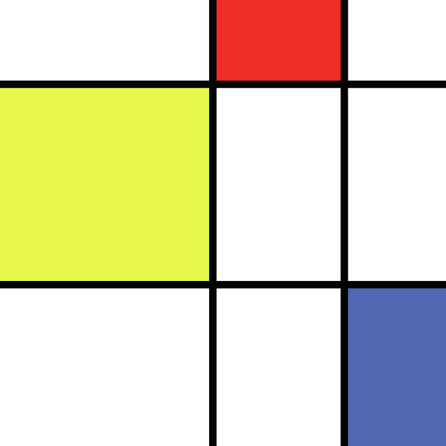 Mondrian Pattern 6 - Minimal Colorful Geometric Pattern - Red, Yellow, Blue Digital Art