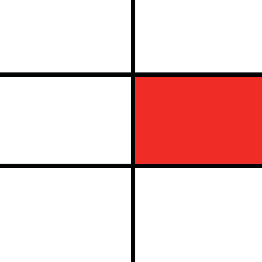 Mondrian Pattern 10 - Minimal Colorful Geometric Pattern - Red Digital Art