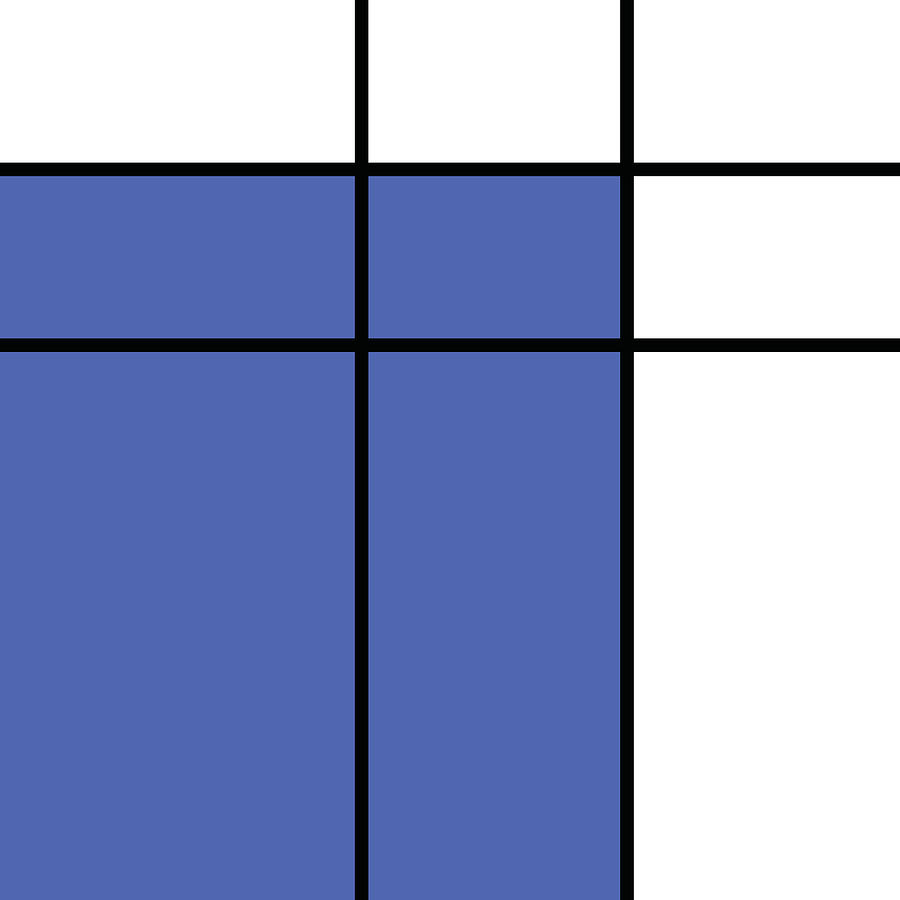 Mondrian Pattern 3 - Minimal Colorful Geometric Pattern - Blue Digital Art