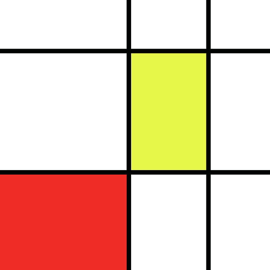 Abstract Digital Art - Mondrian Pattern 5 - Minimal Colorful Geometric Pattern - Red, Yellow by Studio Grafiikka