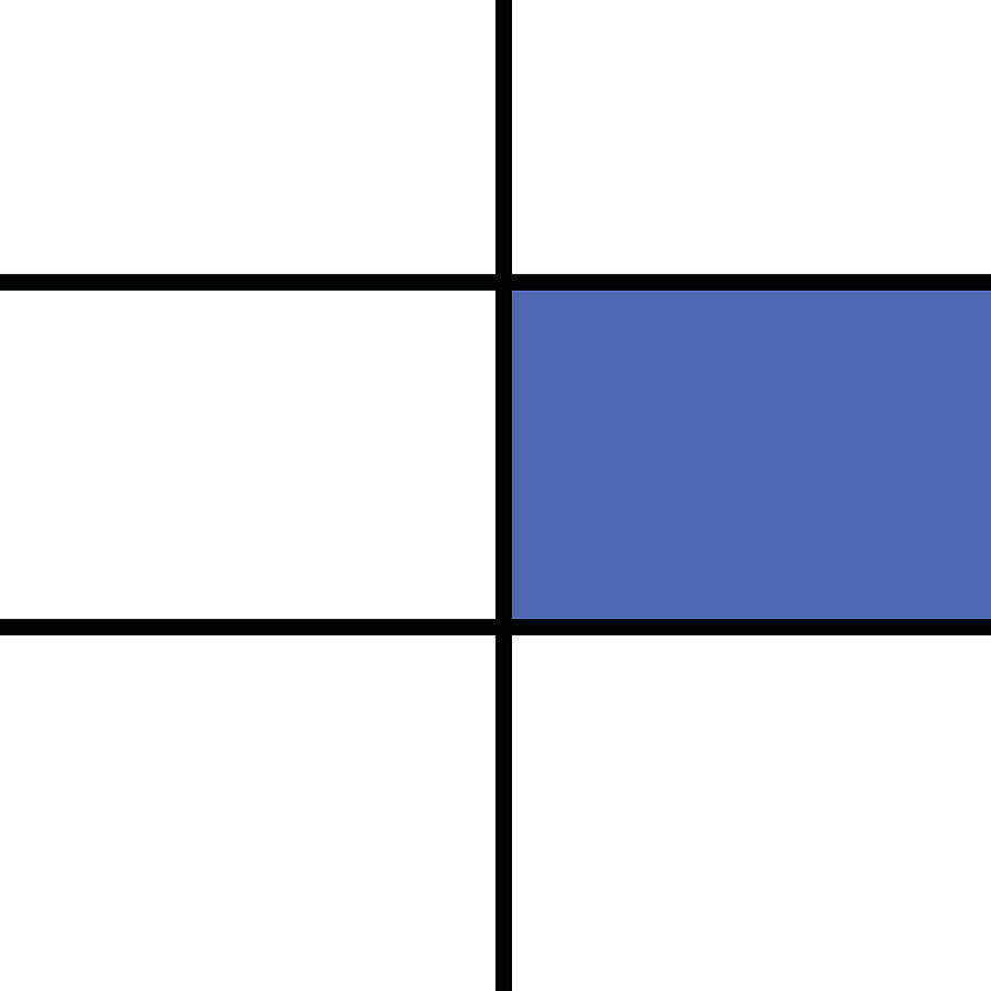 Mondrian Pattern 9 - Minimal Colorful Geometric Pattern - Blue Digital Art