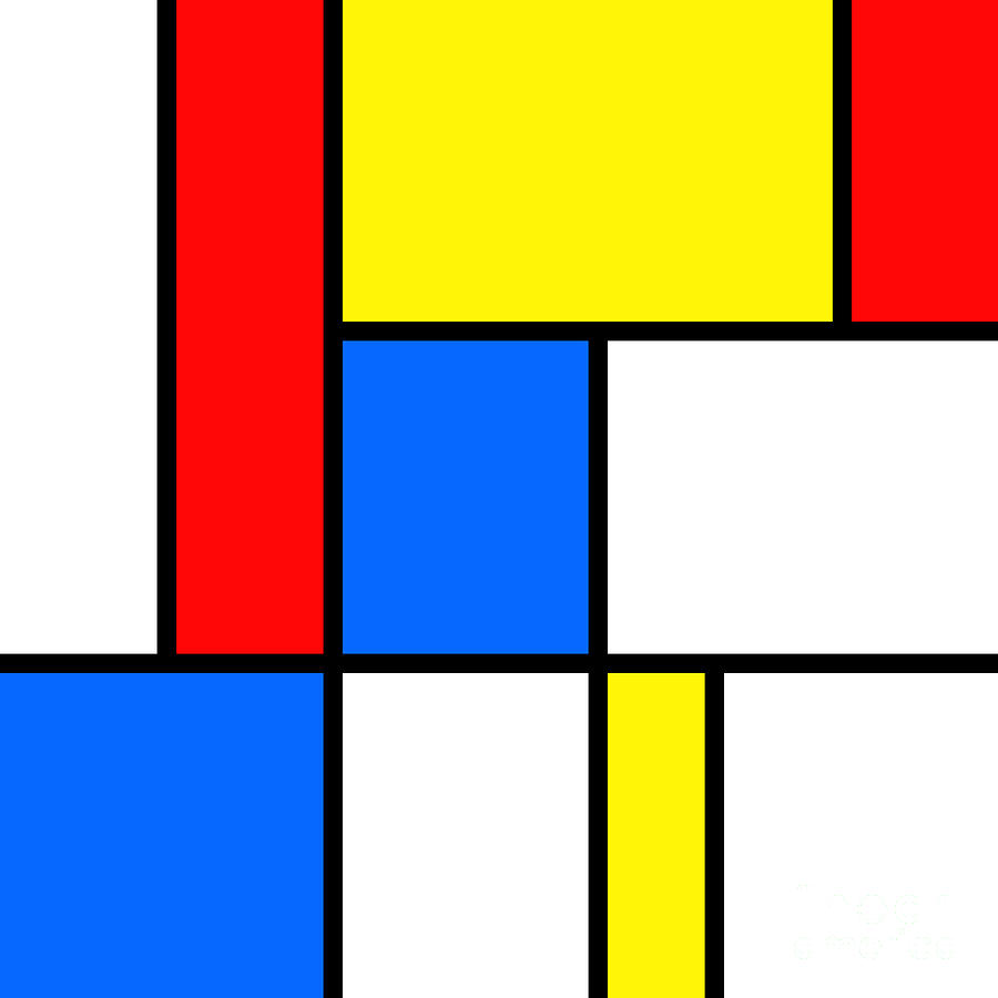 Mondrian style yellow red blue drawing Digital Art by Blondia Bert