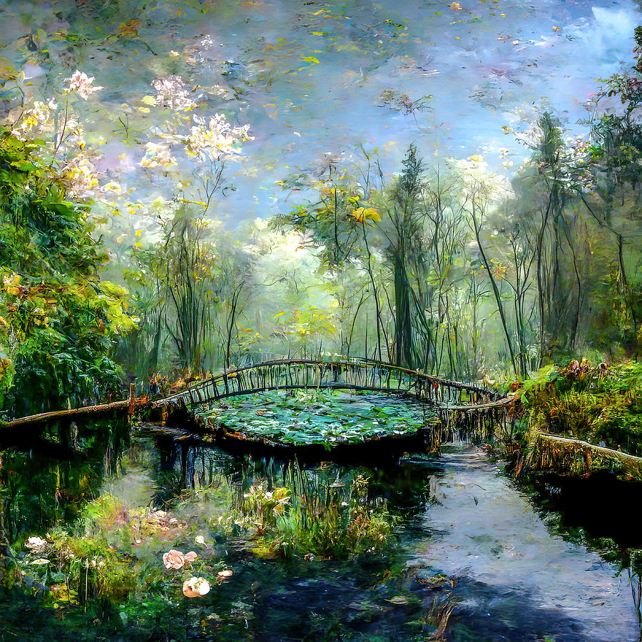 Monet Lily Pond 2 Digital Art by Wes and Dotty Weber