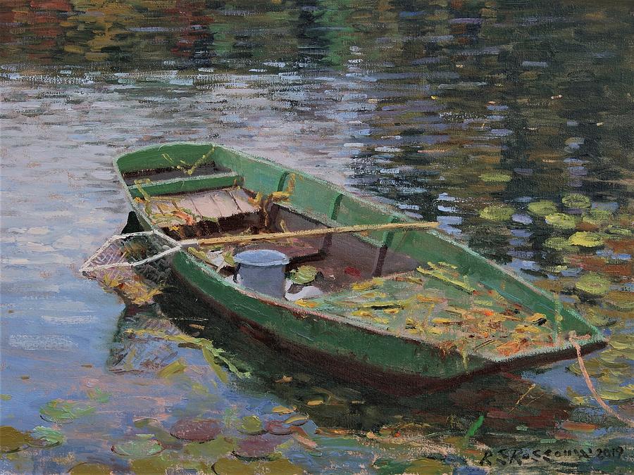 Monets Barque, Giverny Painting by Roelof Rossouw